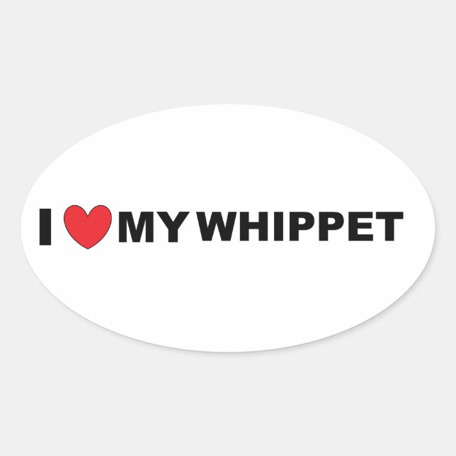 whippet love oval sticker (Front)