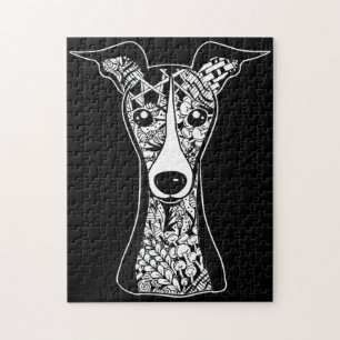 Whippet Lover   Italian Greyhound Face Graphic Art Jigsaw Puzzle