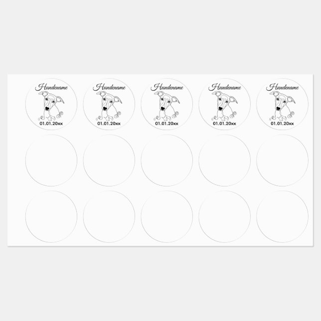 Whippet Minimalist Line Art personalized dog brand (Sheet)
