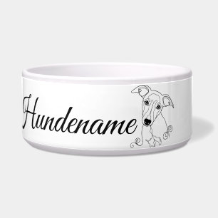 Whippet Minimalist Line Art personalized food bowl