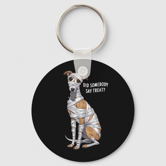 Whippet Mummy Halloween Dog Key Ring (Front)