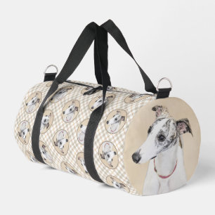 Whippet Painting Brindle White Original Dog Art Duffle Bag
