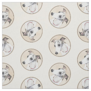Whippet Painting Brindle White Original Dog Art Fabric