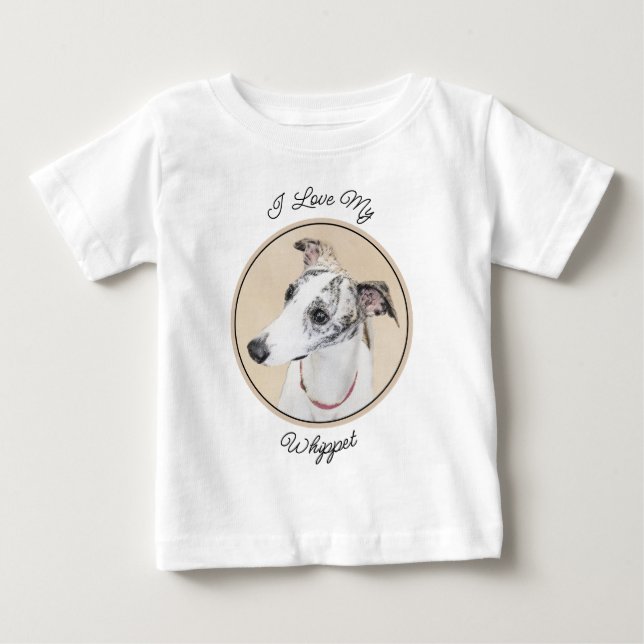 Whippet Painting - Cute Original Dog Art Baby T-Shirt (Front)