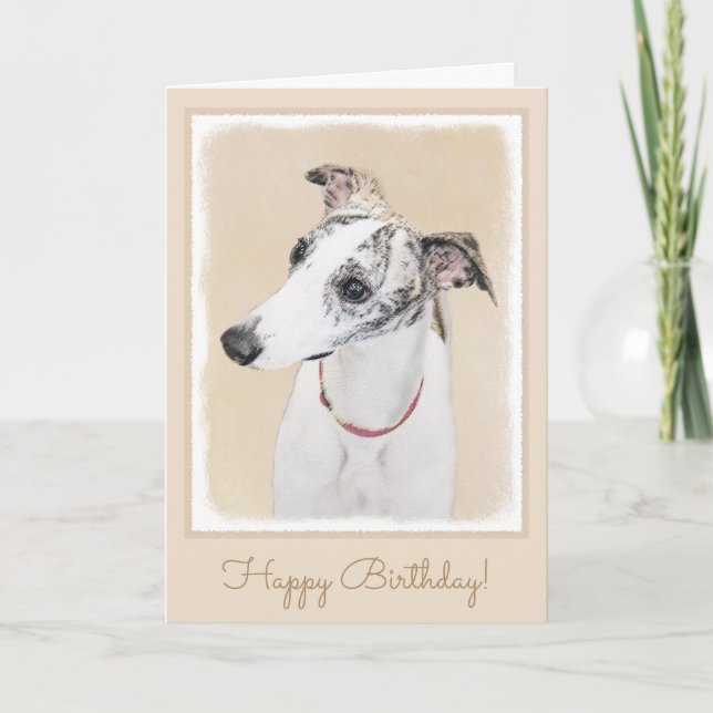 Whippet Painting - Cute Original Dog Art Card (Front)