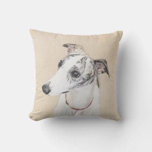 Whippet Painting - Cute Original Dog Art Cushion