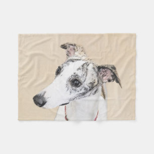 Whippet Painting - Cute Original Dog Art Fleece Blanket