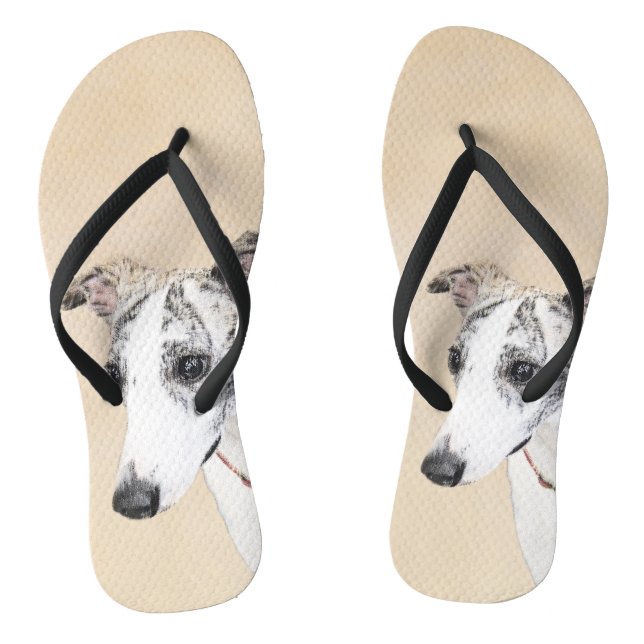 Whippet Painting - Cute Original Dog Art Jandals (Footbed)