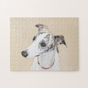 Whippet Painting - Cute Original Dog Art Jigsaw Puzzle