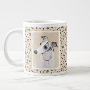 Whippet Painting - Cute Original Dog Art Large Coffee Mug