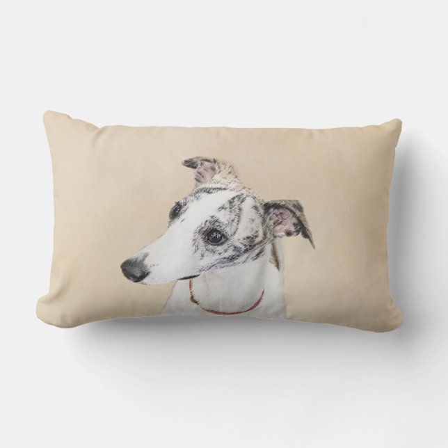 Whippet Painting - Cute Original Dog Art Lumbar Cushion (Front)