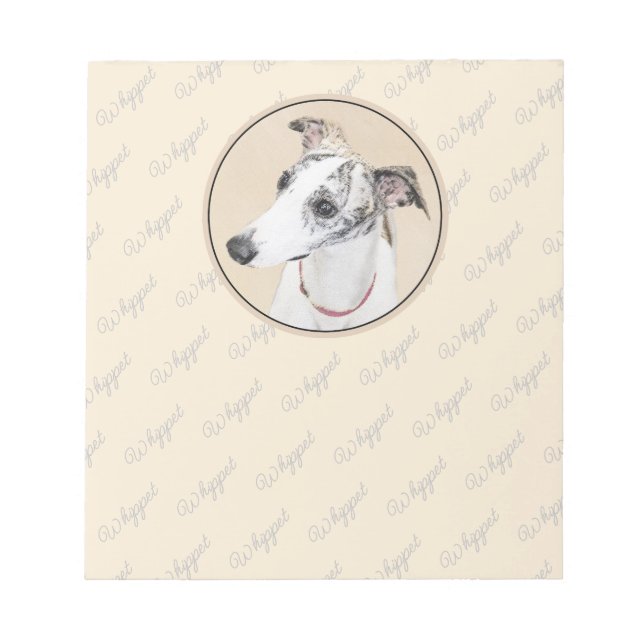 Whippet Painting - Cute Original Dog Art Notepad (Front)