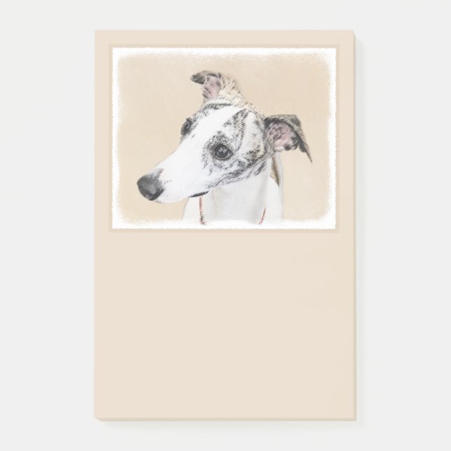 Whippet Painting - Cute Original Dog Art Post-it Notes (Front)