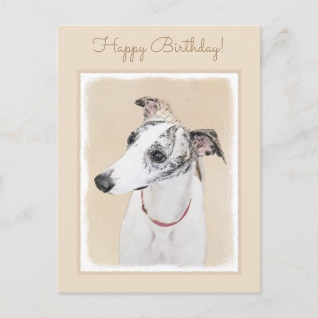 Whippet Painting - Cute Original Dog Art Postcard (Front)