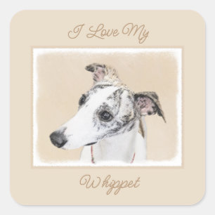 Whippet Painting - Cute Original Dog Art Square St Sticker