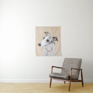 Whippet Painting - Cute Original Dog Art Tapestry