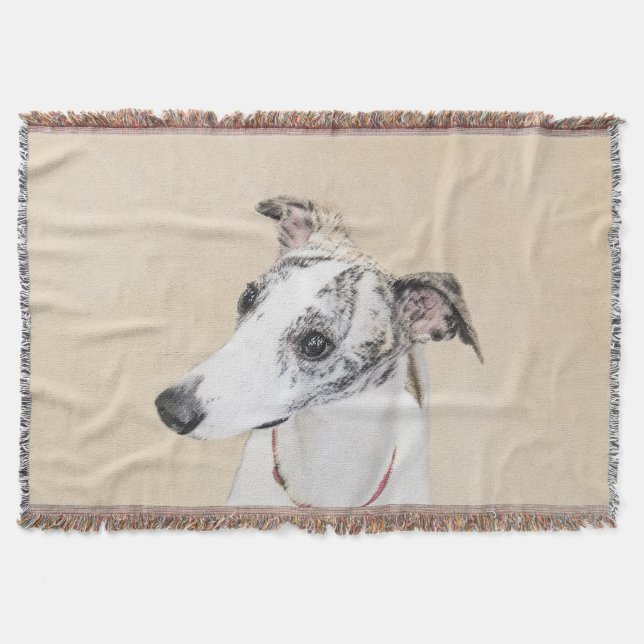 Whippet Painting - Cute Original Dog Art Throw Blanket (Front)