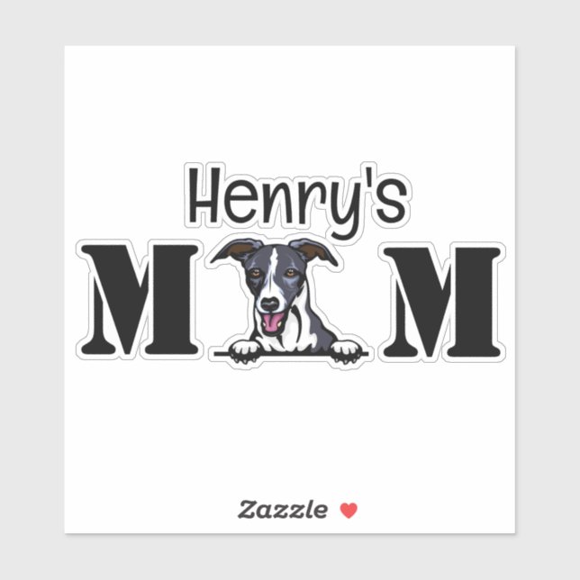 Whippet Peeking Mum Personalised Sticker (Sheet)