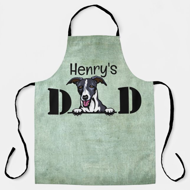 Whippet Peeking Personalised Dad Apron (Front)