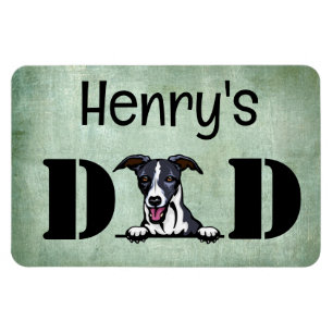 Whippet Peeking Personalised Dad Magnet