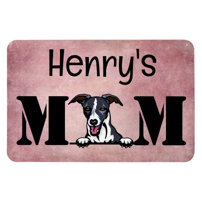 Whippet Peeking Personalised Mum  Magnet (Horizontal)