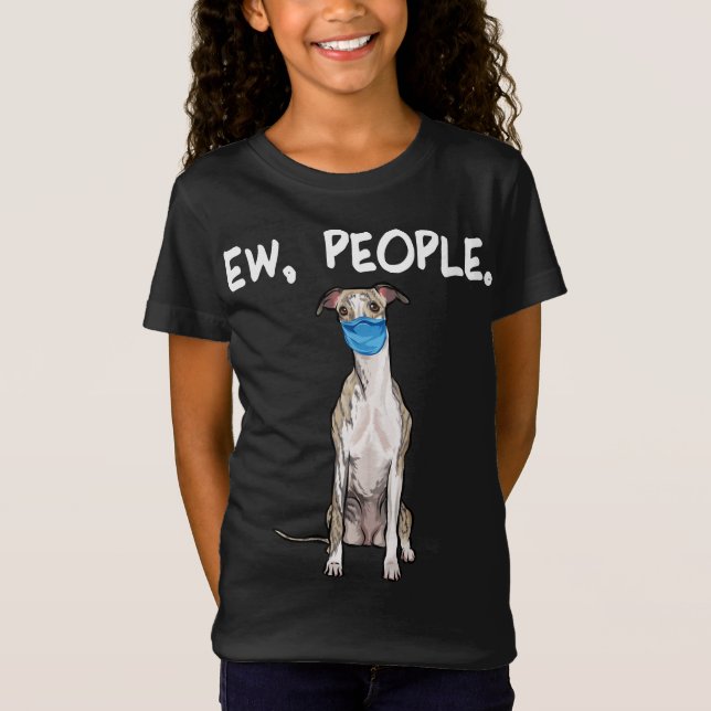 whippet people dog wearing face mask pullover . (Front)