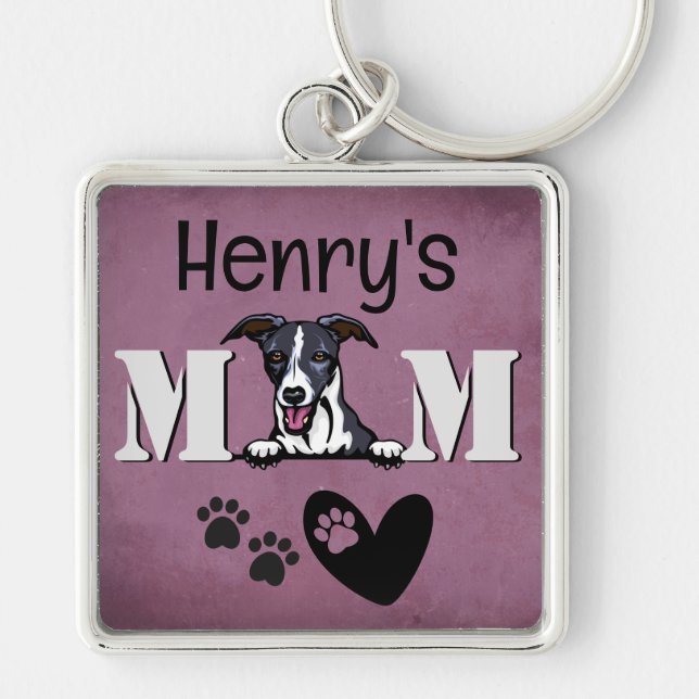 Whippet Personalised Peeking Key Ring (Front)