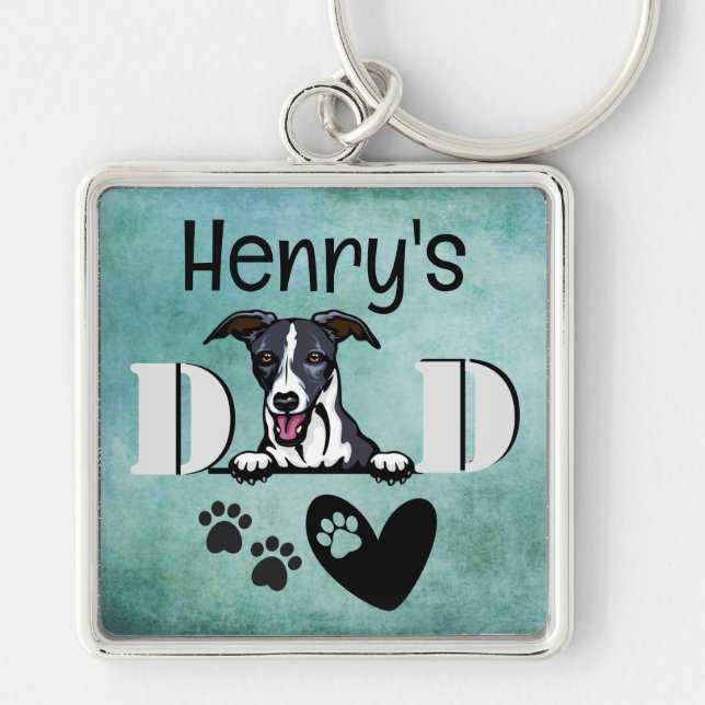 Whippet Personalised Peeking   Key Ring (Front)