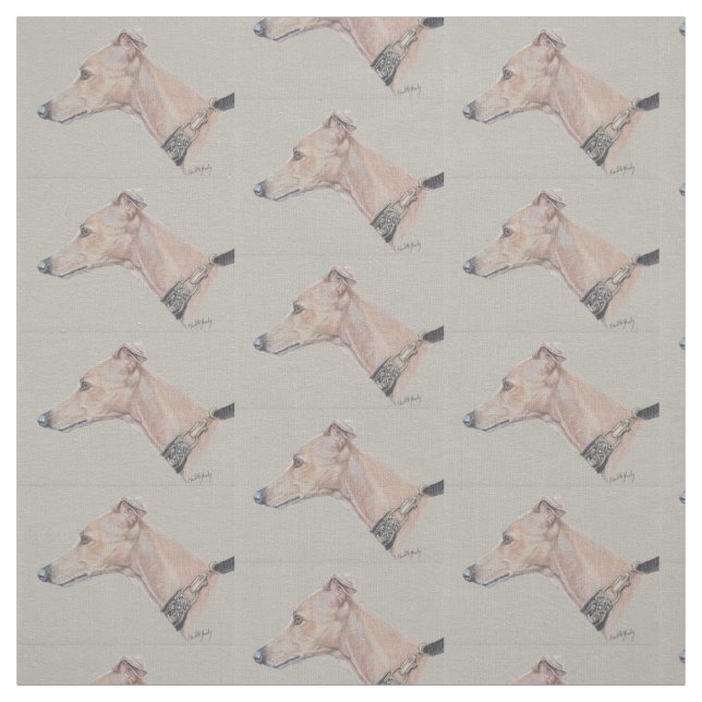 Whippet Profile Dog Art Fabric (Swatch)