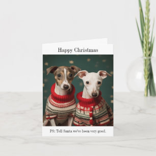 Whippet Puppies Christmas Card