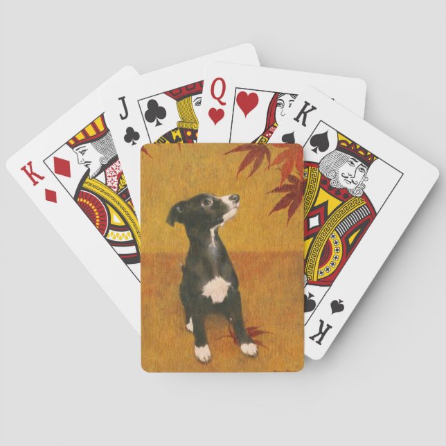 Whippet Puppy On Gold Playing Cards (Back)