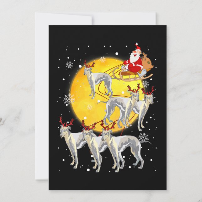 Whippet Reindeer Christmas Funny Santa Whippet Holiday Card (Front)