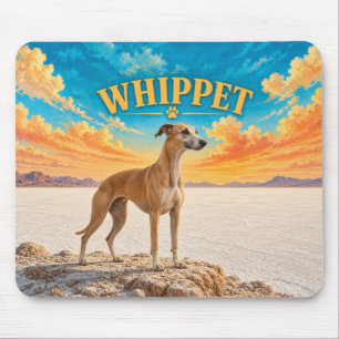 Whippet, Salt Flats Vintage Watercolor Mouse Pad