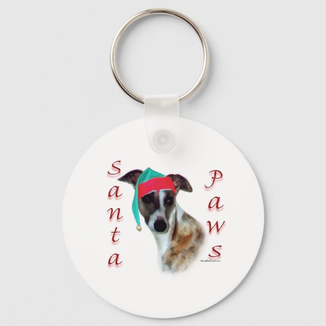 Whippet Santa Paws Key Ring (Front)