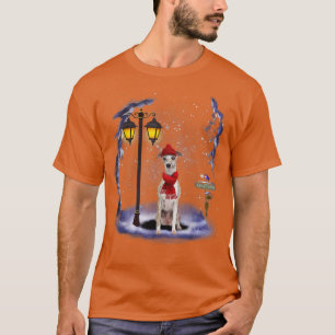 Whippet Santa Snow Christmas Light Winter Pajama  T-Shirt