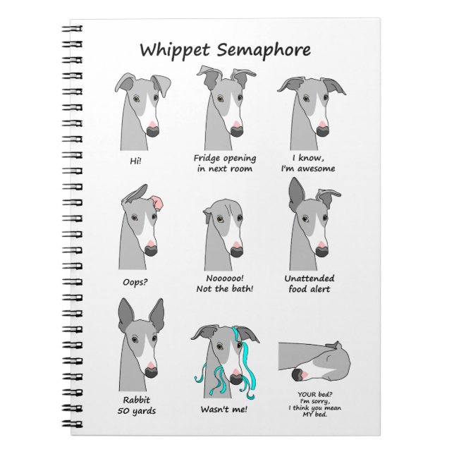 Whippet Semaphore Spiral Notebook (Front)
