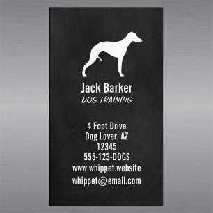 Whippet Silhouette Chalkboard Style Pet Dog Magnetic Business Card