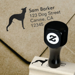 Whippet Silhouette Return Address Rubber Stamp