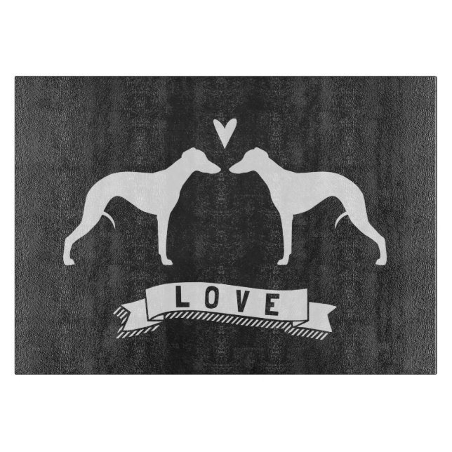 Whippet Silhouettes Love Cutting Board (Front)