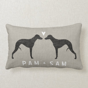 Whippet Silhouettes Love - Personalise Lumbar Cushion