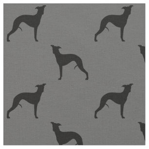 Whippet Silhouettes Pattern Dog Lover's Grey Fabric