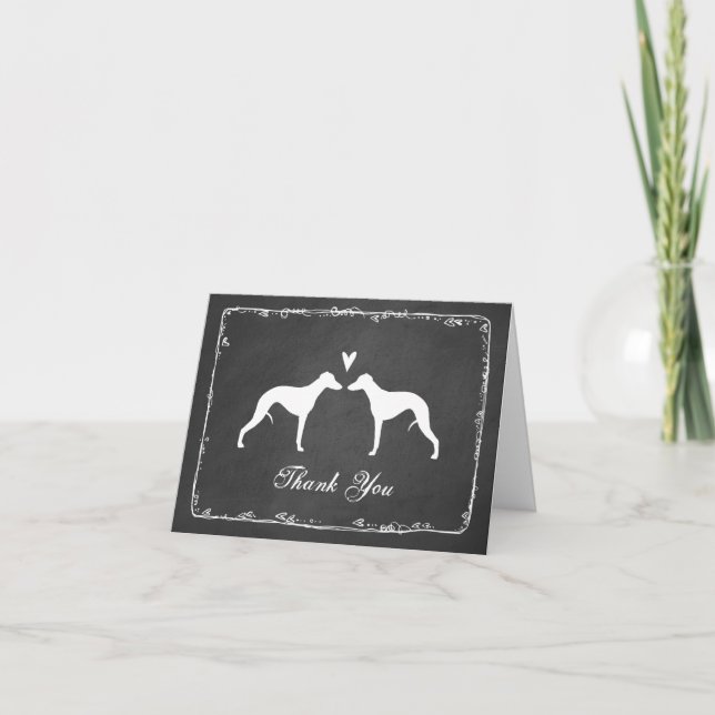 Whippet Silhouettes Wedding Thank You Card (Front)