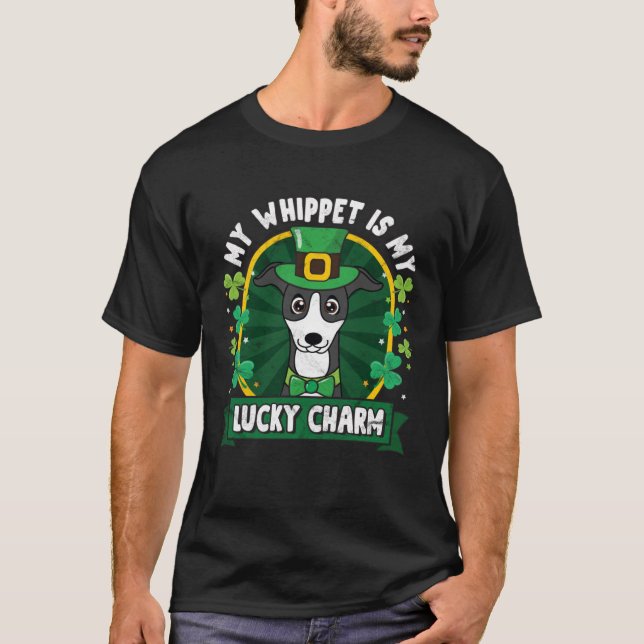 Whippet St Patricks Lucky Charm Mom Dad T-Shirt (Front)