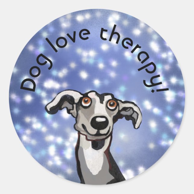 whippet starry night, dog love classic round sticker (Front)
