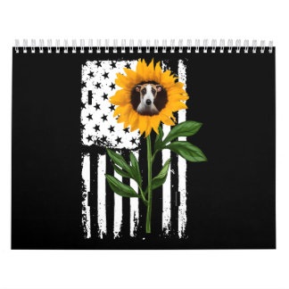 Whippet Sunflower Flag Hippie Whippet Dog lover Calendar