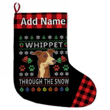Whippet Through The Snow Ugly Christmas Red Plaid