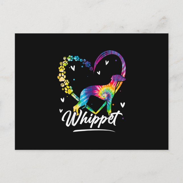 Whippet Tie Dye Rainbow Dog Lover Gift T-Shirt Holiday Postcard (Front)