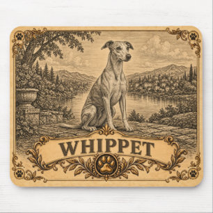 Whippet, Vintage Heritage Dog Mouse Pad