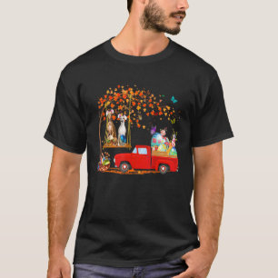 Whippet Wearing Bunny Ear Red Truck With Eggs T-Shirt