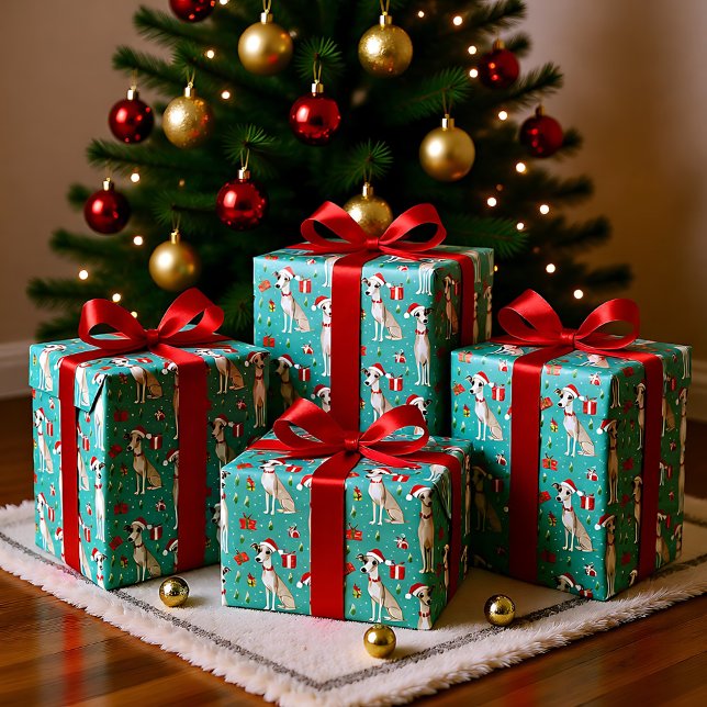 Whippet Whimsy Christmas Wrapping Paper (Whippet Whimsy Christmas Wrapping Paper)